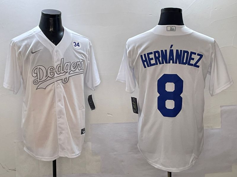 Men Los Angeles Dodgers #8 Hernandez White Fashion Edition Game 2025 Nike MLB Jersey style 6